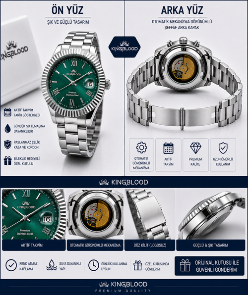 Otomatik Görünümlü Erkek Çelik Kol Saati
